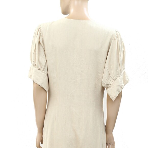 Free People Free-est Vintage Summer Midi Dress Buttondown Stone Cold XS 263185 - Picture 6 of 7